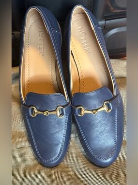 💙 NWOT Hotter Clovelly Navy Leather Horsebit Loafers Size 11